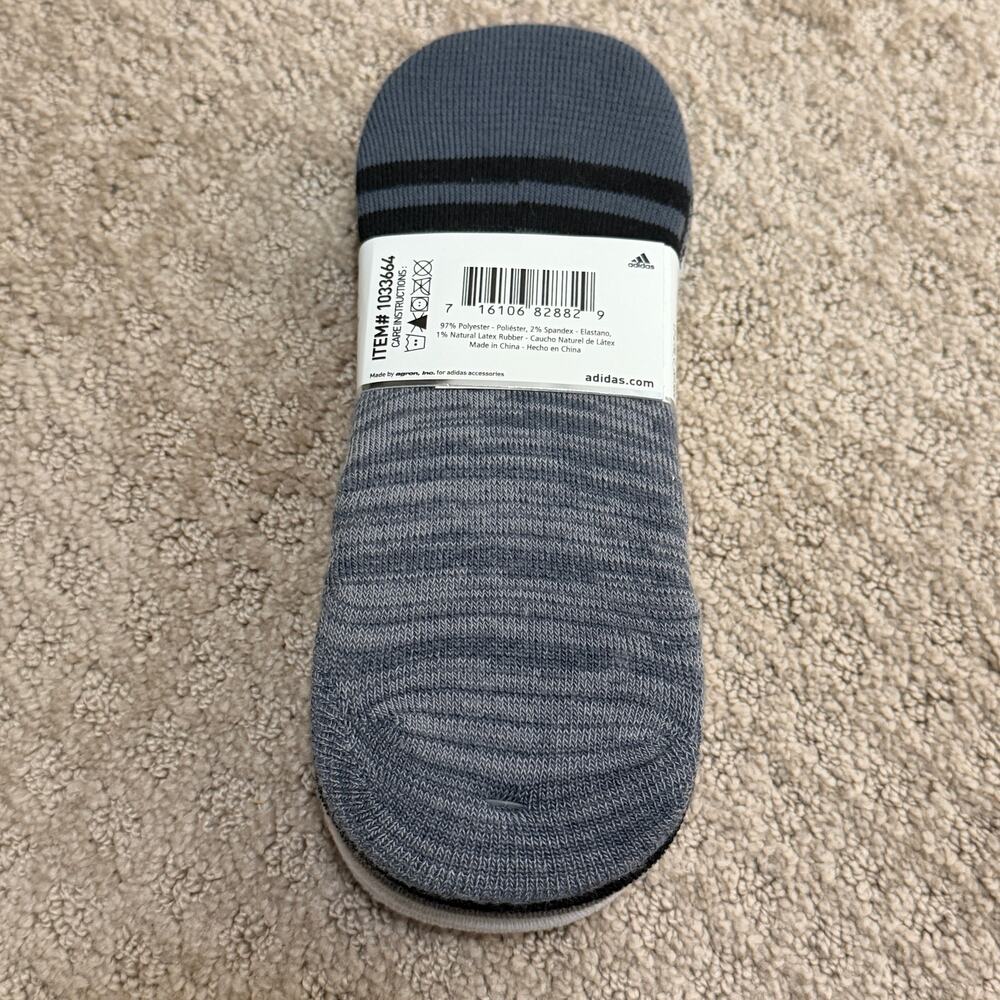 6 Pairs Adidas Womens Climalite No Show Gray Black White Superlite Sneaker Socks - Picture 3 of 4